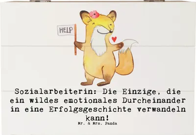 Produktbild von Mr. & Mrs. Panda Geschenkbox Sozialarbeiterin Erfolg 22 x 15 cm - Weiß - Geschenk, Empathie, Hoffnung, Beruf, Obdachlosenhilfe, Erinnerungsbox, personalisierte Geschenke