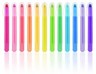 Image de Stylos marqueurs, 12 couleurs, tons pastel et couleurs vives, ensemble, pour le surlignage