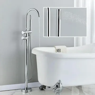 Produktbild von Badewannenarmatur, Doppelgriff, zeitgenössisches Design, chrom