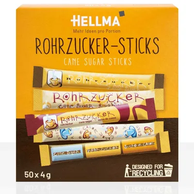 Immagine prodotto di HELLMA 60124610 HELLMA Rohrohrzucker-Sticks 50 x 4,0 g