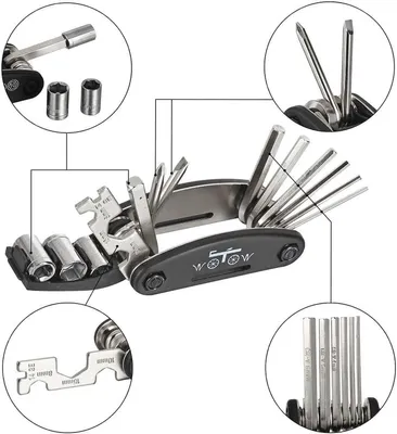 Multitool Fahrradwerkzeug Set - 16-in-1 Faltbares Reparaturset für Fahrrad