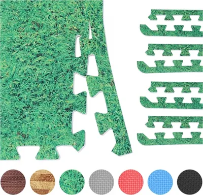 Produktbild von GORILLA SPORTS® Schutzmatten Endstücke - 8 Stücke, 60 cm, Rutschfest, EVA Schaumstoff, Grasoptik - Randstücke für Bodenschutzmatten, Trainingsmatte, Bodenmatte, Fitness Unterlegmatte