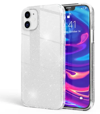 Produktbild von NALIA Glitzer Handy Hülle für iPhone 12 / 12 Pro, Bling Case Case Schutz Cover Silber