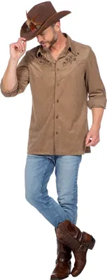Produktbild von Authentisches Western-Cowboyhemd Herren Taupe L-52/54