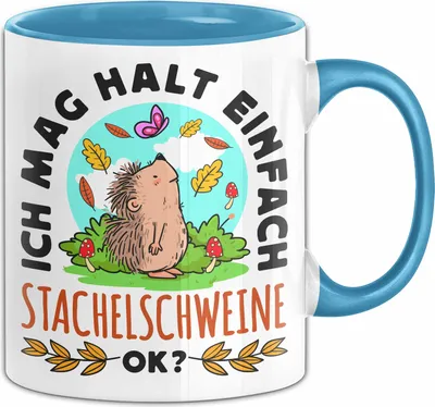 Produktbild von Stachelschwein-Liebhaber Tasse Geschenk Ich Mag Halt Einfach Stachelschweine Ok Geschenkidee Geburtstag Kaffee-Becher (Blau)