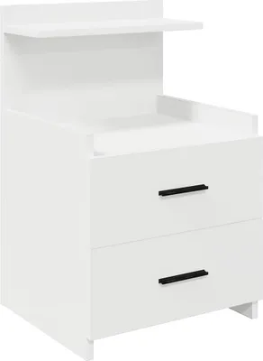 Image de Table de chevet à 2 tiroirs blanche 40 x 36,5 x 62 cm