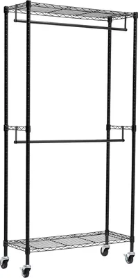 Imagen del producto de Perchero doble con ruedas - Con estantes ajustables - Capacidad de carga: 181 kg - Color: