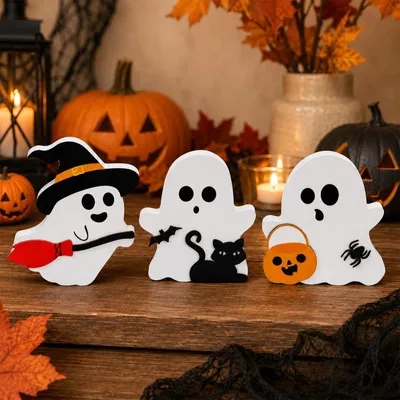 Halloween-Geisterfiguren, 3er-Set, Tischdeko, 10–13 cm