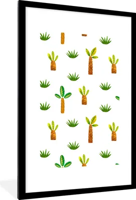 Produktbild von MuchoWow® Gerahmtes Poster Dschungel - Palme - Gras 60x90 cm - Poster mit Schwarzem Bilderrahmen Wandposter Rahmen Foto Bilder - Dekoration - Wandposter Wohnzimmer - Hochwertig