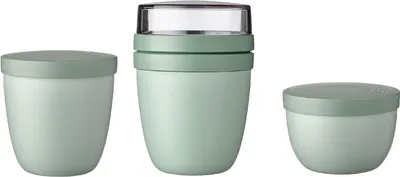 Produktbild von Mepal - 3-tlg. Snackpot - Lunchpot Starter-Set Ellipse - Praktischer Behälter zur Aufbewahrung & für Transport von Lebensmittel - Tiefkühltauglich - Spülmachinenfest - Nordic Sage