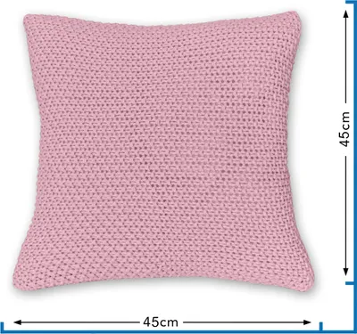 Obrázok produktu pre Obal na vankúš pletený 45x45 ružový s výplňou z peria – zips OEKO-TEX Dekoratívny vankúš Vankúš na pohovku Mäkký obal na vankúš s pleteným vzorom