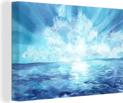 Produktbild von OneMillionCanvasses® - Leinwandbilder - 150x100 cm, Meer - Himmel - Sonne, Wandbilder Kunstdruck Wanddekoration