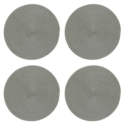Produktbild von Tischset 4er Set Grau rund 35 cm Ø Platzset abwaschbar Platzdeckchen geflochtene Optik