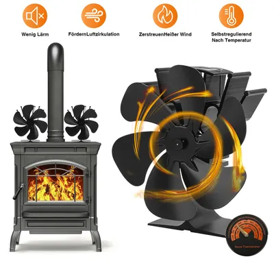 Immagine prodotto di Fiqops Ventilatore elettrico per stufe Altri accessori per caminetti a legna Ventilatore con termometro