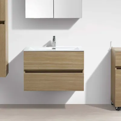 Produktbild von Waschtisch + Unterschrank 80cm montiert Eiche hell SIENA