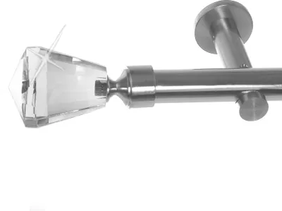 Produktbild von Edelstahl Look Gardinenstange 20mm Wandträger 1-läufig Knauf Kristall, Länge wählbar H31E36 R