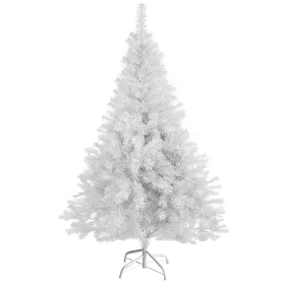 Produktbild von Künstlicher Weihnachtsbaum Weiß 150 cm mit 420 Spitzen Tannenbaum Künstlich Naturgetreu mit Metallständer Einfache Montage Weißer Weihnachtsbaum 150cm