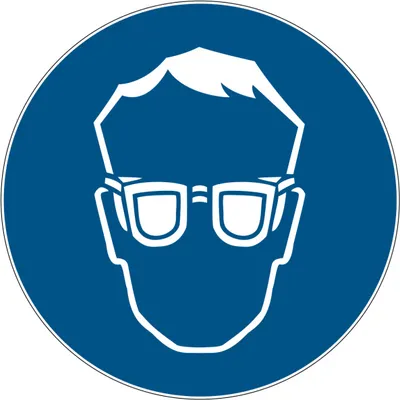 Produktbild von Gebotszeichen Augenschutz benutzen (D-M001), gem BGV A8 (DIN 4844-2) Aufkleber Folie 5cm 10 Stück