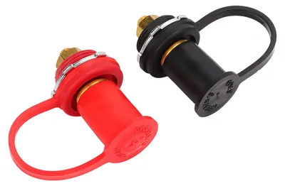 Image de 1 paire de bornes de batterie à vis de 3/8 pouces (noir et rouge) en laiton pour chargeur de batterie de voiture, à fixation à distance, pour camions, bateaux et VTT