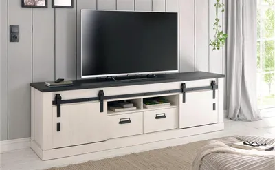 Produktbild von TV-Board Sherwood 32 Pinie weiß anthrazit mit soft-close 201 cm