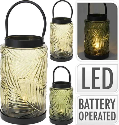 Produktbild von PROGARDEN Lucerna stojící s LED žárovkou skleněná 26 cm zelená KO-HZ1952280zele