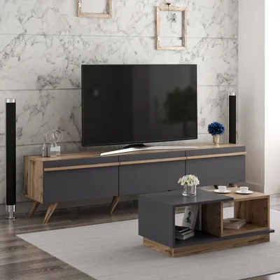 Immagine prodotto di Skye Decor, Amsterdam, Set di mobili per soggiorno, antracite, 100% PANNELLI DI PARTICELLE RIVESTITI IN MELAMMINA, 180 x 35 x 42 cm