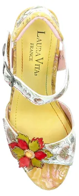 Produktbild von Laura Vita Damen Sandalette Floral transparenter Blockabsatz HACSIO 12, Größe:40 EU, Farbe:Grün