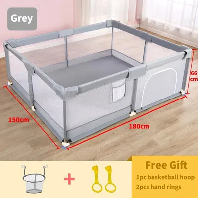 Produktbild von Baby Laufstall - Spielgitter 150–180 cm - Großer Spielebereich - Metallrahmen - Sicherheitsgitter für innen und außen - Kinder Absperrgitter - Grau
