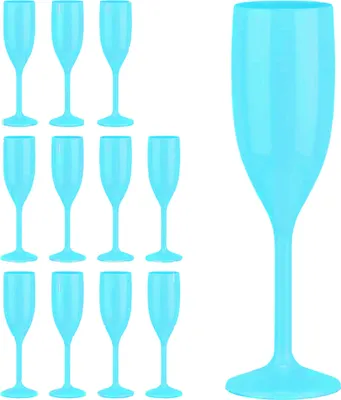 Produktbild von Relaxdays Sektgläser Kunststoff, 12er Set, bruchfest, BPA-frei, Mehrweg Champagnergläser, Hochzeit, Camping, türkis