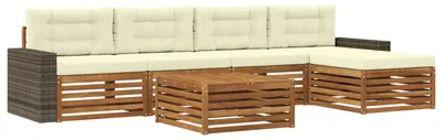 Produktbild von vidaXL Outdoor-Sofagarnitur 6 stk. Natur und Creme Polyester