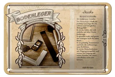 Produktbild von Blechschild Berufe 18x12cm Bodenleger exakt geduldig perfekt Schild