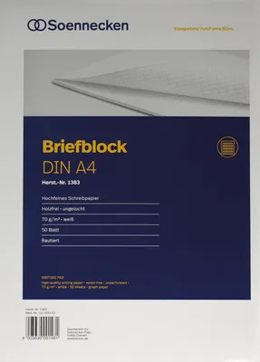 Produktbild von Soennecken Briefblock 1383 DIN A4 70g holzfrei 50Blatt rautiert weiß
