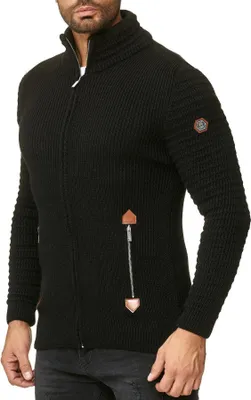 Produktbild von Red Bridge Herren Strickjacke Cardigan mit Stehkragen Basic Luxury