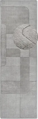 Zdjęcie produktu dla Chodnik wełniany do korytarza 80x250cm, szary nowoczesny wzór 3D