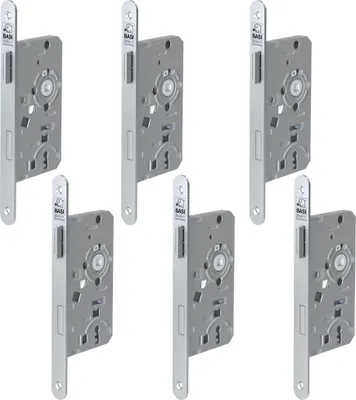 Produktbild von BASI - Einsteck-Zimmertürschloss - SET - 6x ES 922 - Lochung: Buntbart - Stulp abgerundet - DIN Rechts - 6x9220-5511