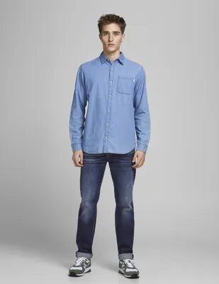 Produktbild von Jack & Jones 12177444, Blau, Jeans, Baumwolle, Elasthan, Nicht bleichen, Feinwäsche (30°C), 1 Stück(e)