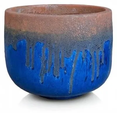 Produktbild von Polnix Keramik Pflanzgefäß frostbeständig blau 38x32 cm