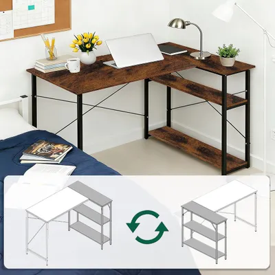 Produktbild von L Form Computertisch 100x75x70cm,Eckschreibtisch,Kleiner Heimbüro-Schreibtisch mit reversiblen Ablage,PC Gaming Tisch für kleine Räume,Homeoffice