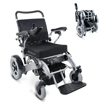 Produktbild von Mobiclinic, Elektrorollstuhl, Modell Troya Plus, Aluminium, faltbar, motorisiert, orthopädisch, für Senioren, Autonomie 34 km, 2x24V, Farbe schwarz