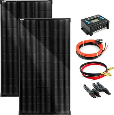 Produktbild von Komplettset 2x120 Watt Solarmodul 1070x580 20A Laderegler Kabel Stecker Solar Photovoltaik