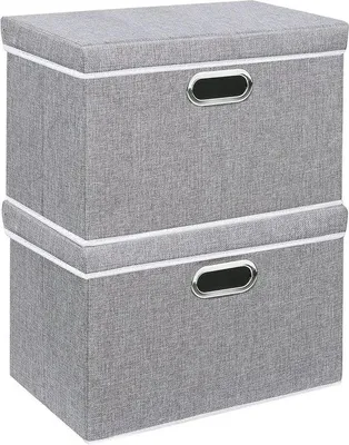 Produktbild von Famanu Aufbewahrungsboxen mit Deckel - Faltbare Stoffboxen für Kleidung und Organisation - 2er-Pack - 38x25x25cm Grau