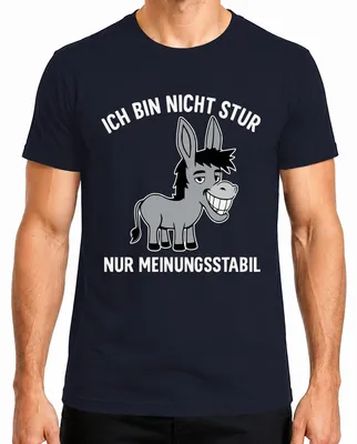 Imagen del producto de Camiseta para hombre, color azul marino, talla XXL. Frase divertida: "No soy terco, solo tengo opiniones firmes. Eres como un burro."