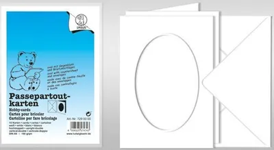 Produktbild von URSUS Passepartoutkarten A6 weiß Ausschnitt oval 10 Stück mit Kuvert