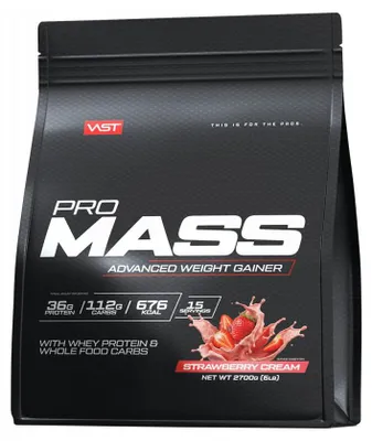 Produktbild von VAST Pro Mass Advanced Weight Gainer (2700g) Strawberry Cream - Gewichtszunahme - Mit Kreatin