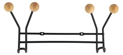 Produktbild von Kleiderhaken aus metall mit 2 haken zur befestigung an der holzdekoration - schwarz holz - Tendance