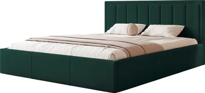 Produktbild von Polsterbett MOON 90x200 mit Holzlattenrost - Bequemes Bett - dunkelgrün