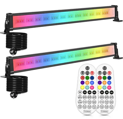 LED-Wandstrahler 2er-Set, 42W, RGB, 10 Farben, 30 Modi, IP66, mit Fernbedienung
