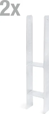 Zdjęcie produktu dla Alberts 214968 Wspornik słupka H, ocynkowany ogniowo, szerokość w świetle 91 mm, wysokość całkowita 600 mm, grubość materiału 5 mm, zestaw 2 szt
