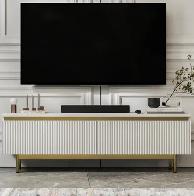 Produktbild von TV-Lowboard SELENE von Lindner Möbel – zweitürig – 140 x 44 x 35 cm - Farbe: Weiß matt – Italienische Tiefmattfolie