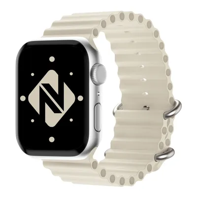 Obrázek produktu pro Chytrý náramek NALIA, styl OCEAN, kompatibilní s hodinkami Apple Watch SE a řadami 8/7/6/5/4/3/2/1, velikost 38mm, 40mm, 41mm. Náhradní silikonový náramek pro hodinky iWatch, vhodný pro ženy i muže, voděodolný, barva: béžová